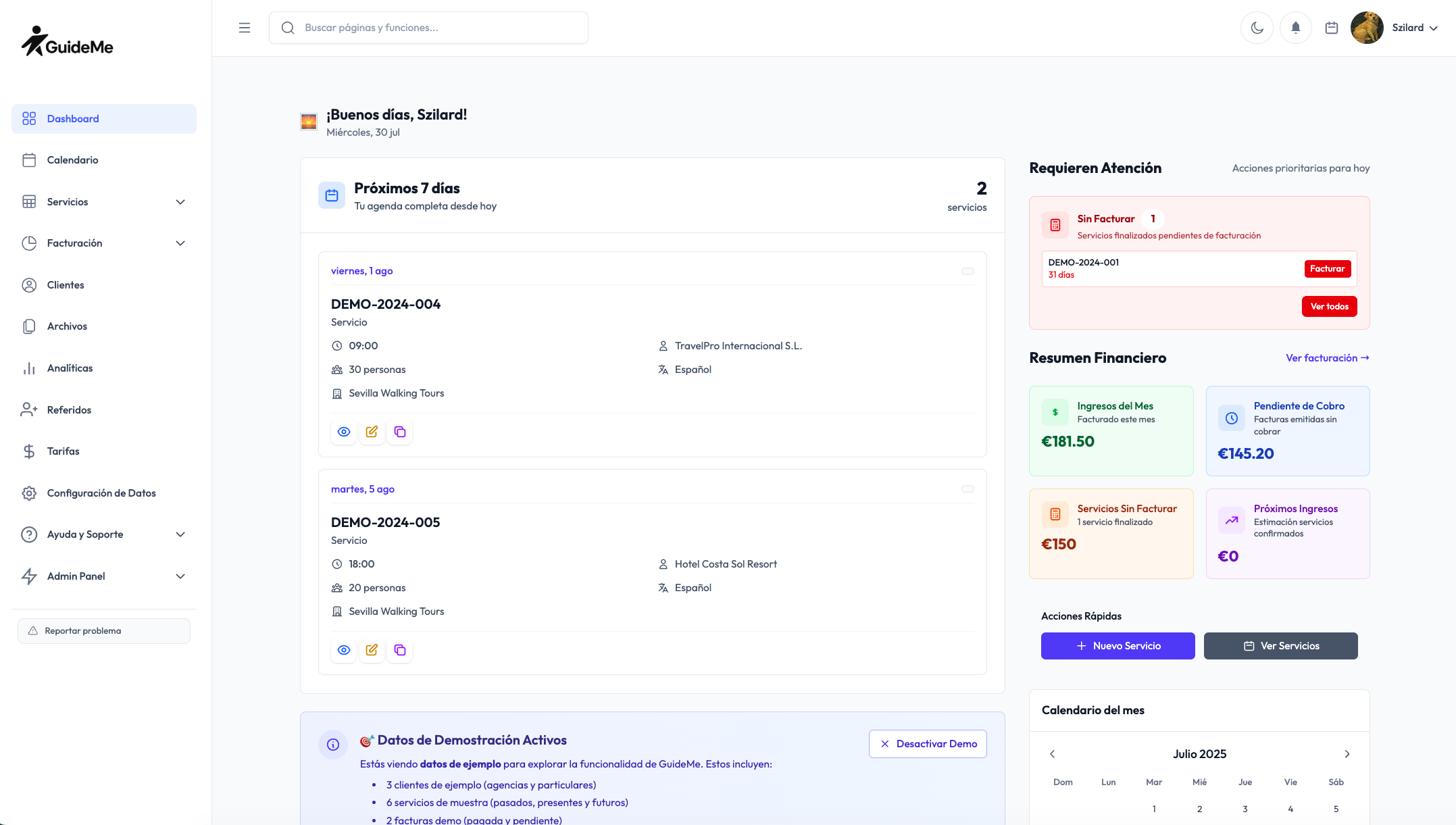 GuideMe — gestión para guías turísticos